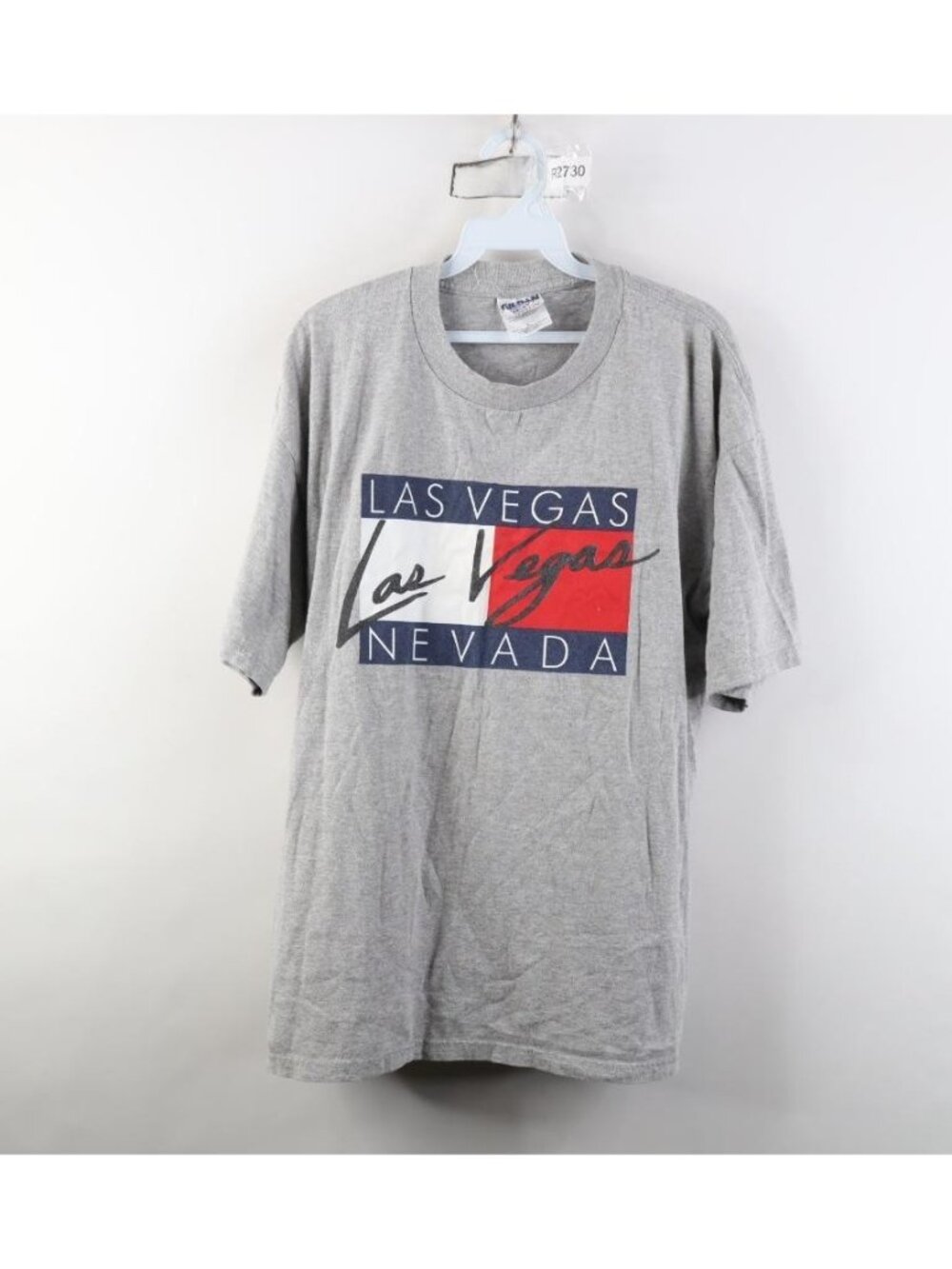 Vintage 90s Y2K Streetwear Mens Large Spell Out Las Vegas Nevada Flag T-Shirt